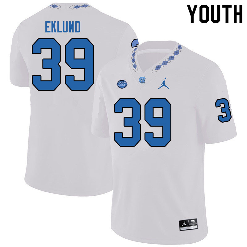Jordan Brand Youth #39 Graham Eklund North Carolina Tar Heels College Football Jerseys Sale-White - Click Image to Close